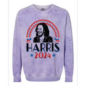 Kamala Harris 2024 Madam President Retro Vote Democrat Women Colorblast Crewneck Sweatshirt