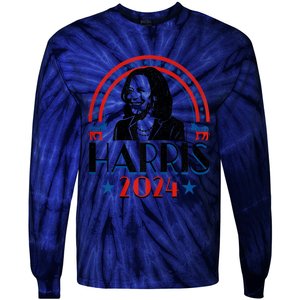 Kamala Harris 2024 Madam President Retro Vote Democrat Women Tie-Dye Long Sleeve Shirt