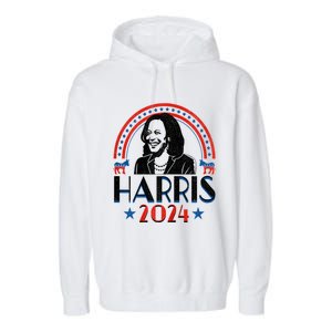 Kamala Harris 2024 Madam President Retro Vote Democrat Women Garment-Dyed Fleece Hoodie