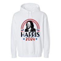 Kamala Harris 2024 Madam President Retro Vote Democrat Women Garment-Dyed Fleece Hoodie