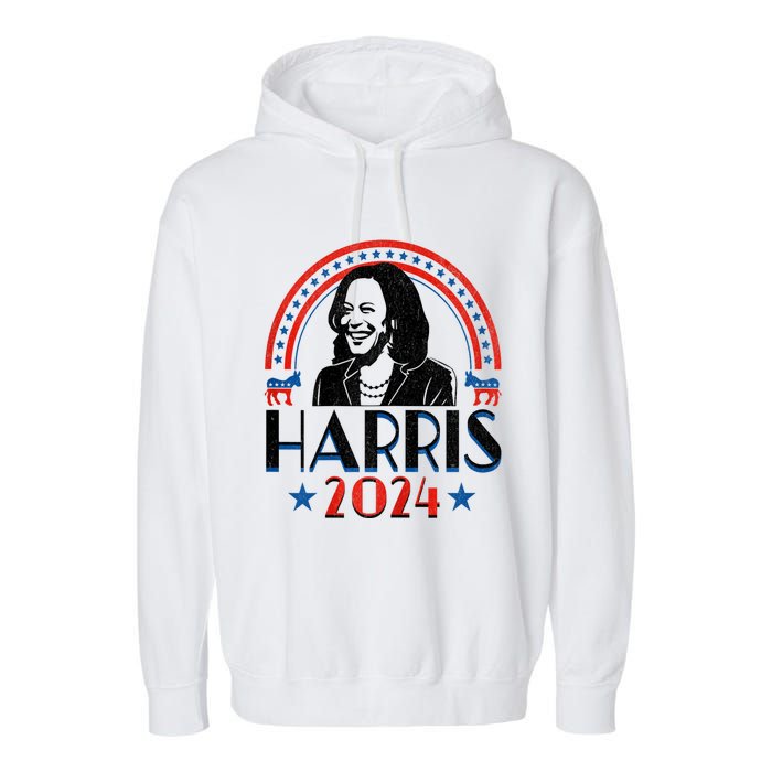 Kamala Harris 2024 Madam President Retro Vote Democrat Women Garment-Dyed Fleece Hoodie