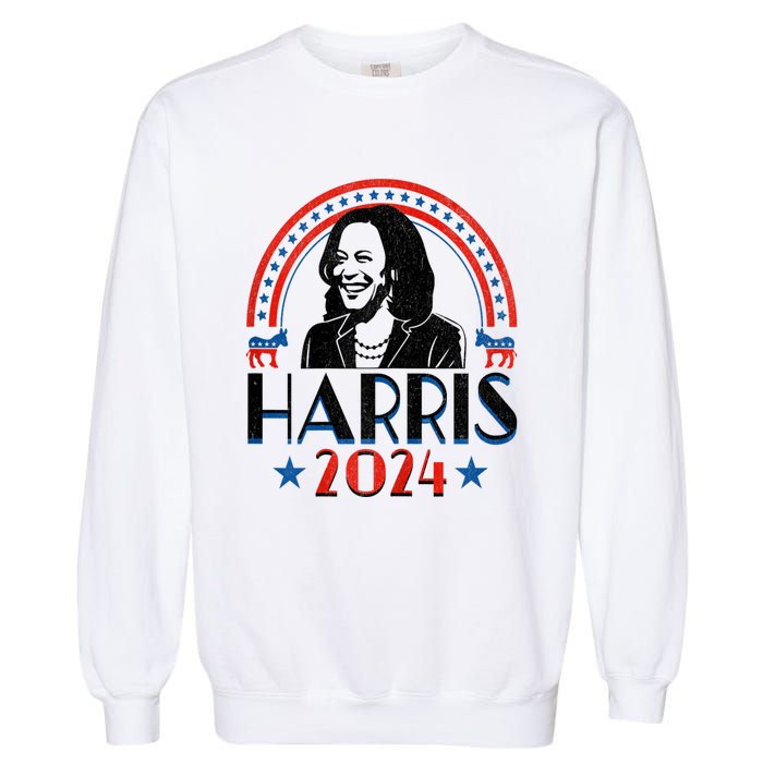 Kamala Harris 2024 Madam President Retro Vote Democrat Women Garment-Dyed Sweatshirt