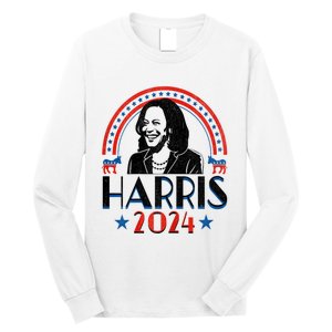 Kamala Harris 2024 Madam President Retro Vote Democrat Women Long Sleeve Shirt