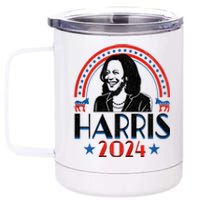 Kamala Harris 2024 Madam President Retro Vote Democrat Women 12 oz Stainless Steel Tumbler Cup