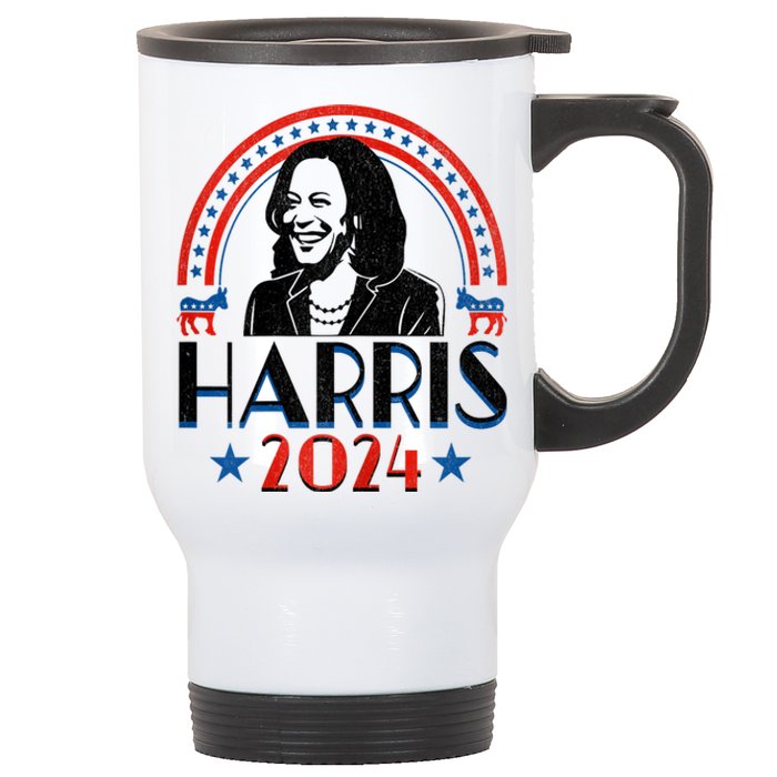 Kamala Harris 2024 Madam President Retro Vote Democrat Women Stainless Steel Travel Mug