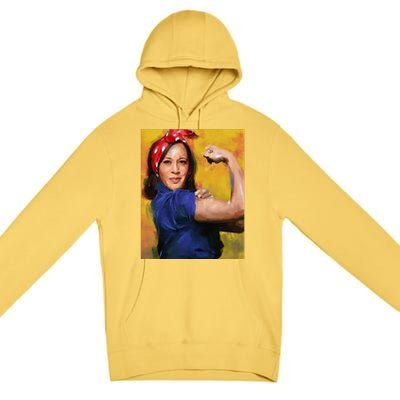 Kamala Harris 2024 Rosie The Riveter Childless Cat Lady Vote Premium Pullover Hoodie