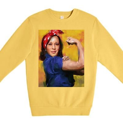 Kamala Harris 2024 Rosie The Riveter Childless Cat Lady Vote Premium Crewneck Sweatshirt