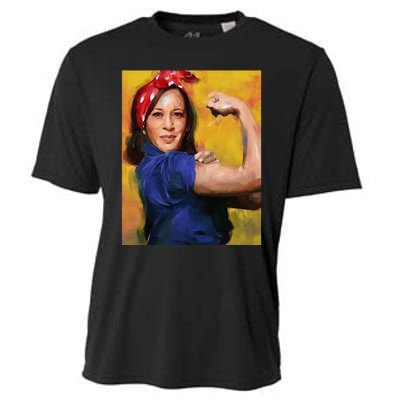 Kamala Harris 2024 Rosie The Riveter Childless Cat Lady Vote Cooling Performance Crew T-Shirt