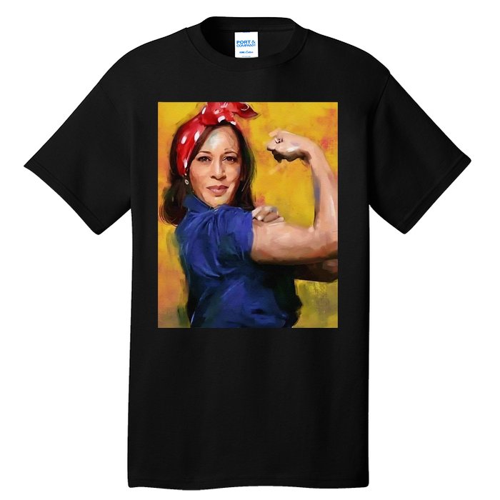 Kamala Harris 2024 Rosie The Riveter Childless Cat Lady Vote Tall T-Shirt