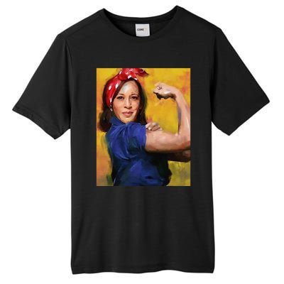 Kamala Harris 2024 Rosie The Riveter Childless Cat Lady Vote Tall Fusion ChromaSoft Performance T-Shirt