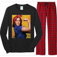 Kamala Harris 2024 Rosie The Riveter Childless Cat Lady Vote Long Sleeve Pajama Set