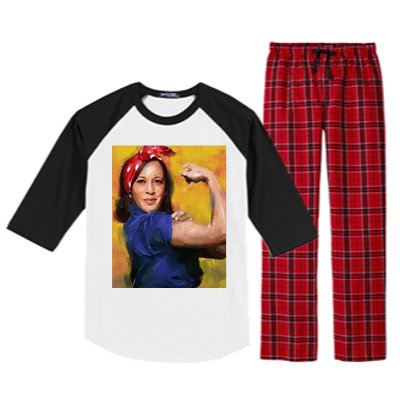 Kamala Harris 2024 Rosie The Riveter Childless Cat Lady Vote Raglan Sleeve Pajama Set