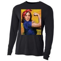 Kamala Harris 2024 Rosie The Riveter Childless Cat Lady Vote Cooling Performance Long Sleeve Crew