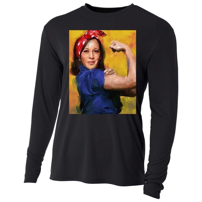 Kamala Harris 2024 Rosie The Riveter Childless Cat Lady Vote Cooling Performance Long Sleeve Crew