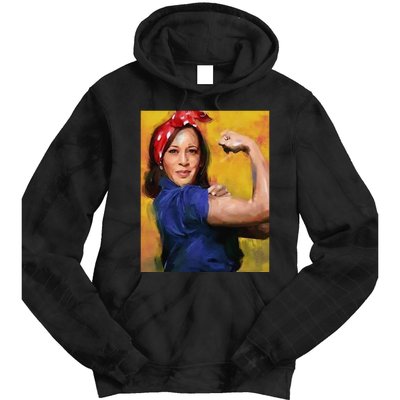 Kamala Harris 2024 Rosie The Riveter Childless Cat Lady Vote Tie Dye Hoodie