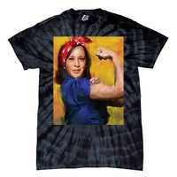 Kamala Harris 2024 Rosie The Riveter Childless Cat Lady Vote Tie-Dye T-Shirt