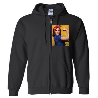 Kamala Harris 2024 Rosie The Riveter Childless Cat Lady Vote Full Zip Hoodie