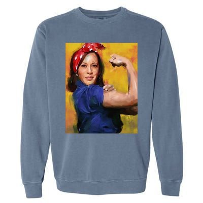 Kamala Harris 2024 Rosie The Riveter Childless Cat Lady Vote Garment-Dyed Sweatshirt