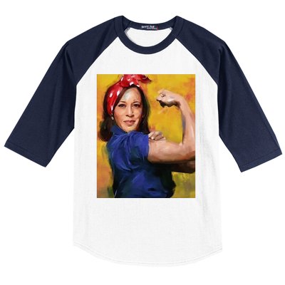 Kamala Harris 2024 Rosie The Riveter Childless Cat Lady Vote Baseball Sleeve Shirt