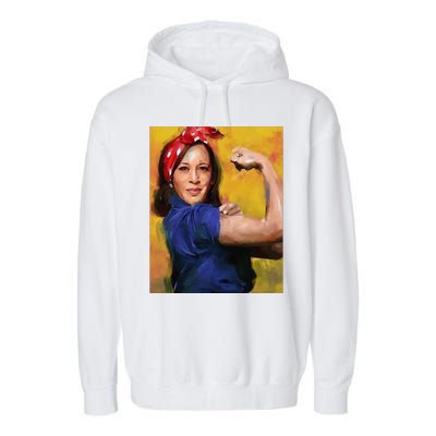 Kamala Harris 2024 Rosie The Riveter Childless Cat Lady Vote Garment-Dyed Fleece Hoodie