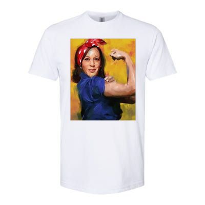 Kamala Harris 2024 Rosie The Riveter Childless Cat Lady Vote Softstyle CVC T-Shirt