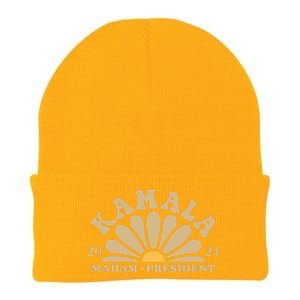 Kamala Harris 2024 Madam President Sunflower Knit Cap Winter Beanie