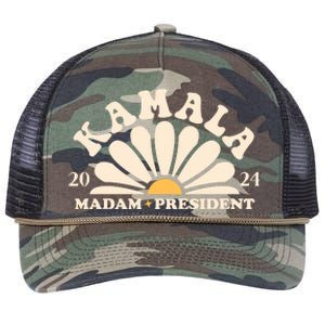 Kamala Harris 2024 Madam President Sunflower Retro Rope Trucker Hat Cap