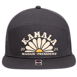 Kamala Harris 2024 Madam President Sunflower 7 Panel Mesh Trucker Snapback Hat