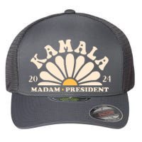 Kamala Harris 2024 Madam President Sunflower Flexfit Unipanel Trucker Cap