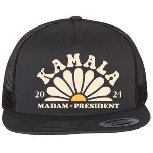 Kamala Harris 2024 Madam President Sunflower Flat Bill Trucker Hat