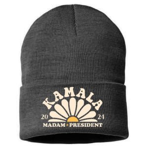 Kamala Harris 2024 Madam President Sunflower Sustainable Knit Beanie