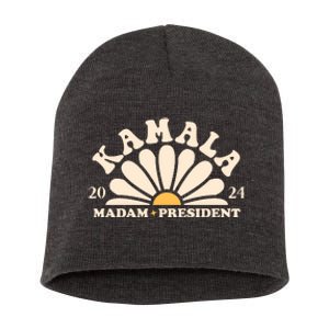 Kamala Harris 2024 Madam President Sunflower Short Acrylic Beanie