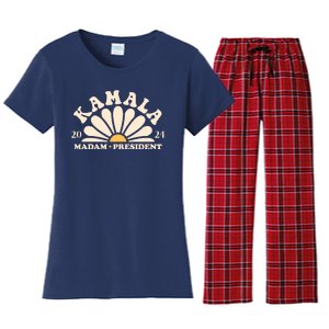 Kamala Harris 2024 Madam President Sunflower Women's Flannel Pajama Set