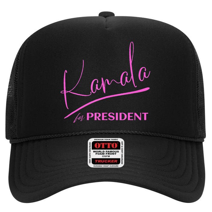 Kamala Harris 2024 Kamala For President Signature Style High Crown Mesh Back Trucker Hat