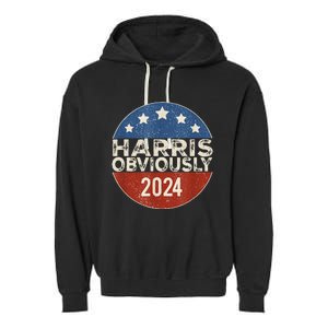 Kamala Harris 2024 Harris Obviously Garment-Dyed Fleece Hoodie