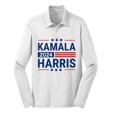 Kamala Harris 2024 Support First Presidente Usa Silk Touch Performance Long Sleeve Polo