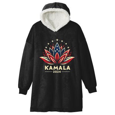 Kamala Harris 2024 Presidential Campaign American Lotus Hooded Wearable Blanket