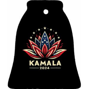 Kamala Harris 2024 Presidential Campaign American Lotus Ceramic Bell Ornament