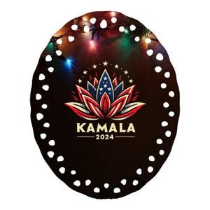 Kamala Harris 2024 Presidential Campaign American Lotus Ceramic Oval Ornament