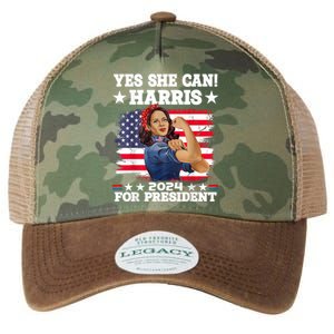 Kamala Harris 2024 President Election Kamala Yes She Can Legacy Tie Dye Trucker Hat