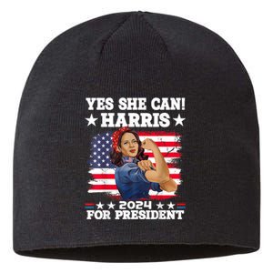 Kamala Harris 2024 President Election Kamala Yes She Can Sustainable Beanie