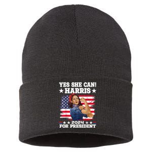 Kamala Harris 2024 President Election Kamala Yes She Can Sustainable Knit Beanie