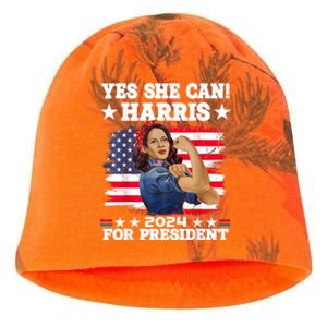 Kamala Harris 2024 President Election Kamala Yes She Can Kati - Camo Knit Beanie