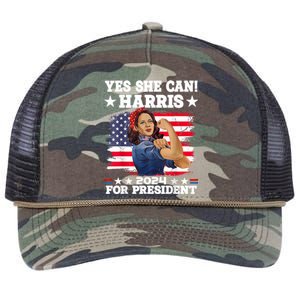 Kamala Harris 2024 President Election Kamala Yes She Can Retro Rope Trucker Hat Cap