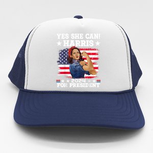 Kamala Harris 2024 President Election Kamala Yes She Can Trucker Hat