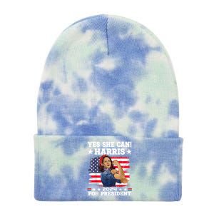 Kamala Harris 2024 President Election Kamala Yes She Can Tie Dye 12in Knit Beanie