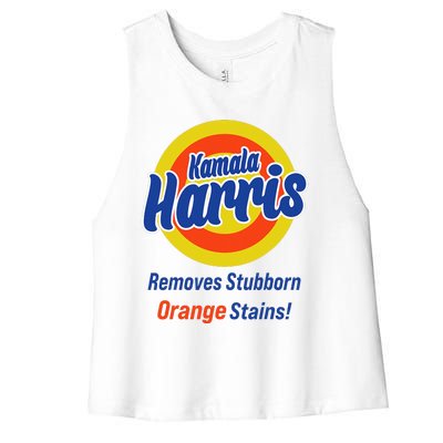 Kamala Harris 2024 Removes Stubborn Orange Stains Women's Racerback Cropped Tank