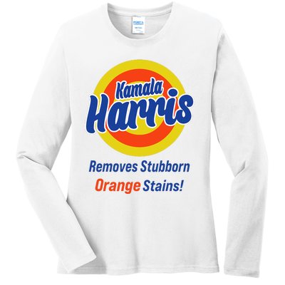 Kamala Harris 2024 Removes Stubborn Orange Stains Ladies Long Sleeve Shirt