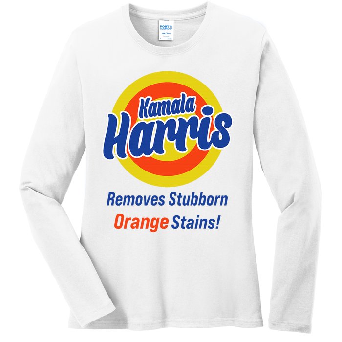 Kamala Harris 2024 Removes Stubborn Orange Stains Ladies Long Sleeve Shirt