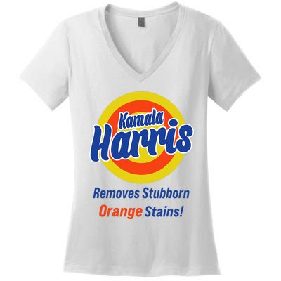 Kamala Harris 2024 Removes Stubborn Orange Stains Women's V-Neck T-Shirt